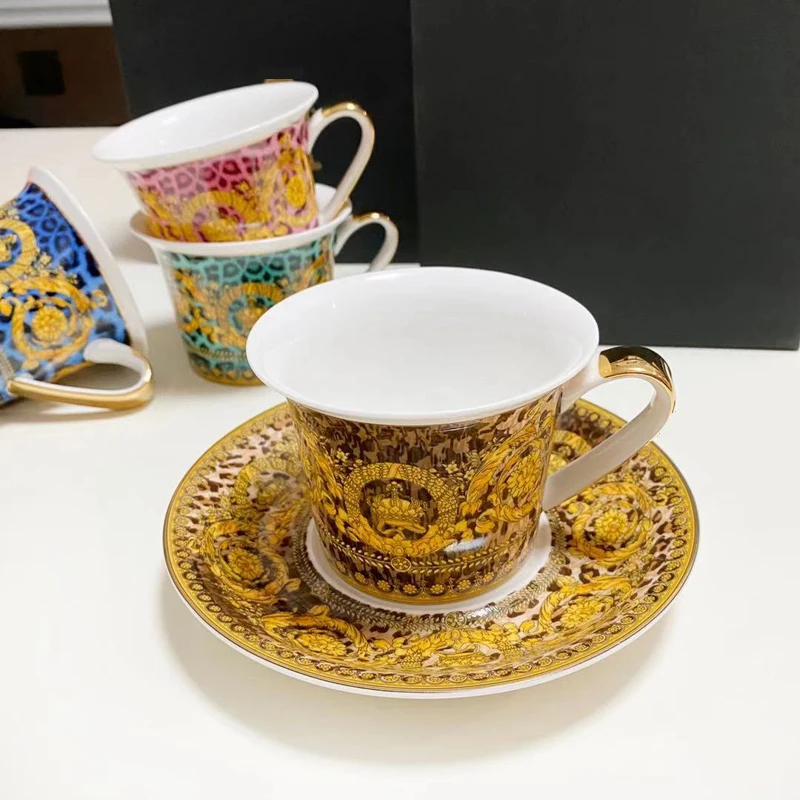 

High Quality Porcelain Coffee Cup and Saucer With Box Bone China Tea Set Kitchen Accessories Europe Home Decor Luxury Gifts