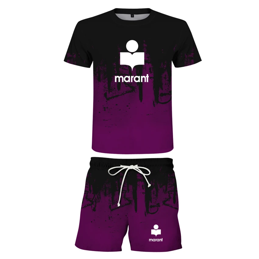 

2021 Summer Fashion Leisure brand Men's Set Tracksuit Sportswear Track Suits Male Sweatsuit Short Sleeves T shirt 2 Piece Sets