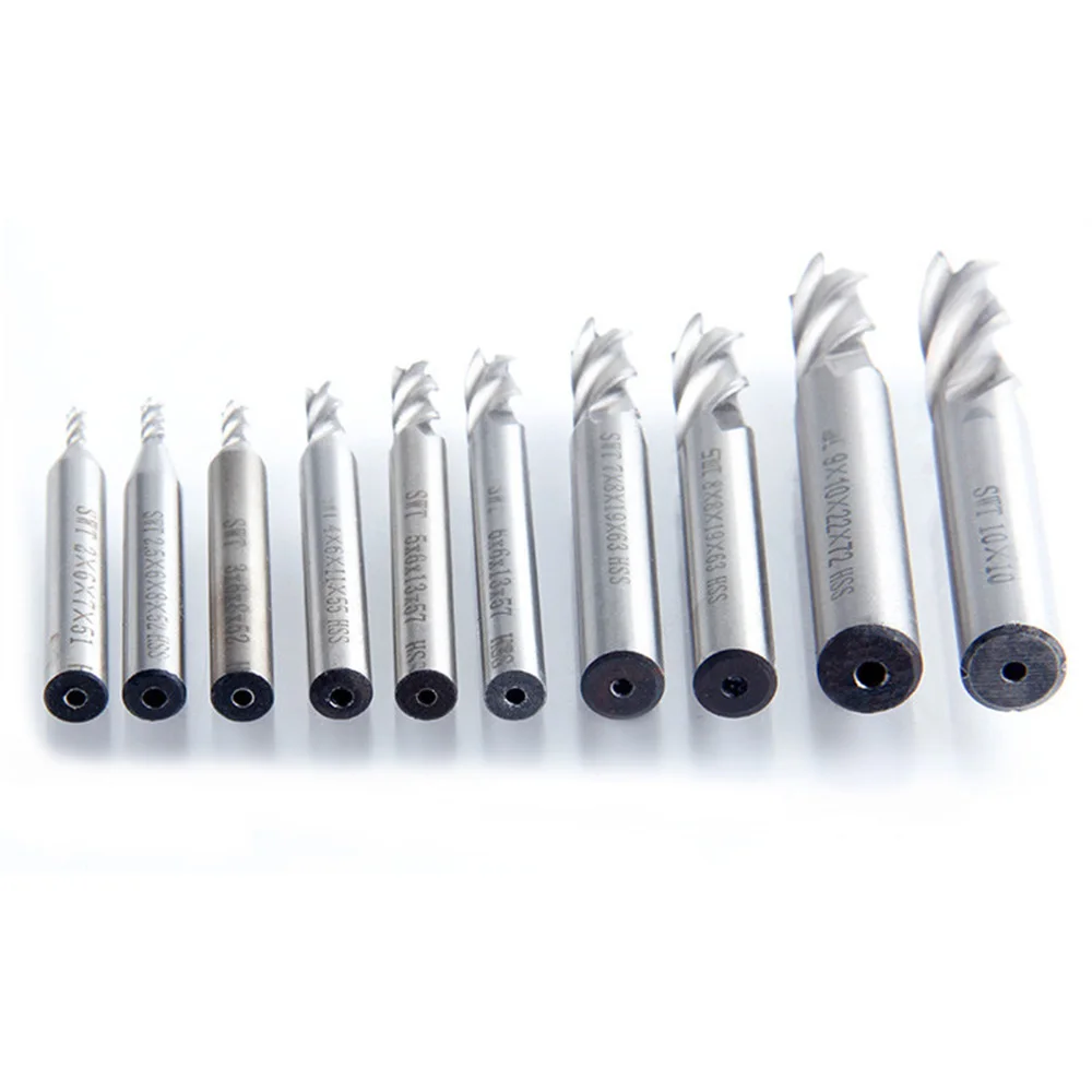 10 шт. высокоскоростные стальные Фрезерные фрезы с прямым хвостовиком