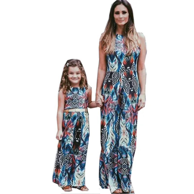 Лидер продаж Одинаковые платья для мамы и дочки в стиле бохо Летнее платье пол