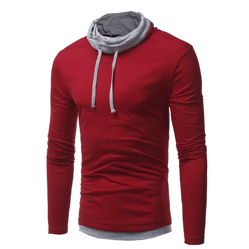 Демисезонный мужские куча воротник футболка с длинными рукавами Slim Fit Топ