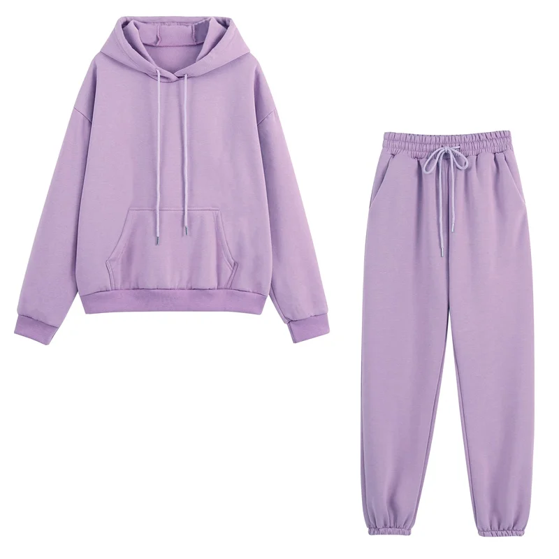 

Women's Tracksuits Sports Suit Autumn Winter Casual Solid Hoodies Fleece Hooded Sweatshirt Female Two Piece Set Hoodie Outfit