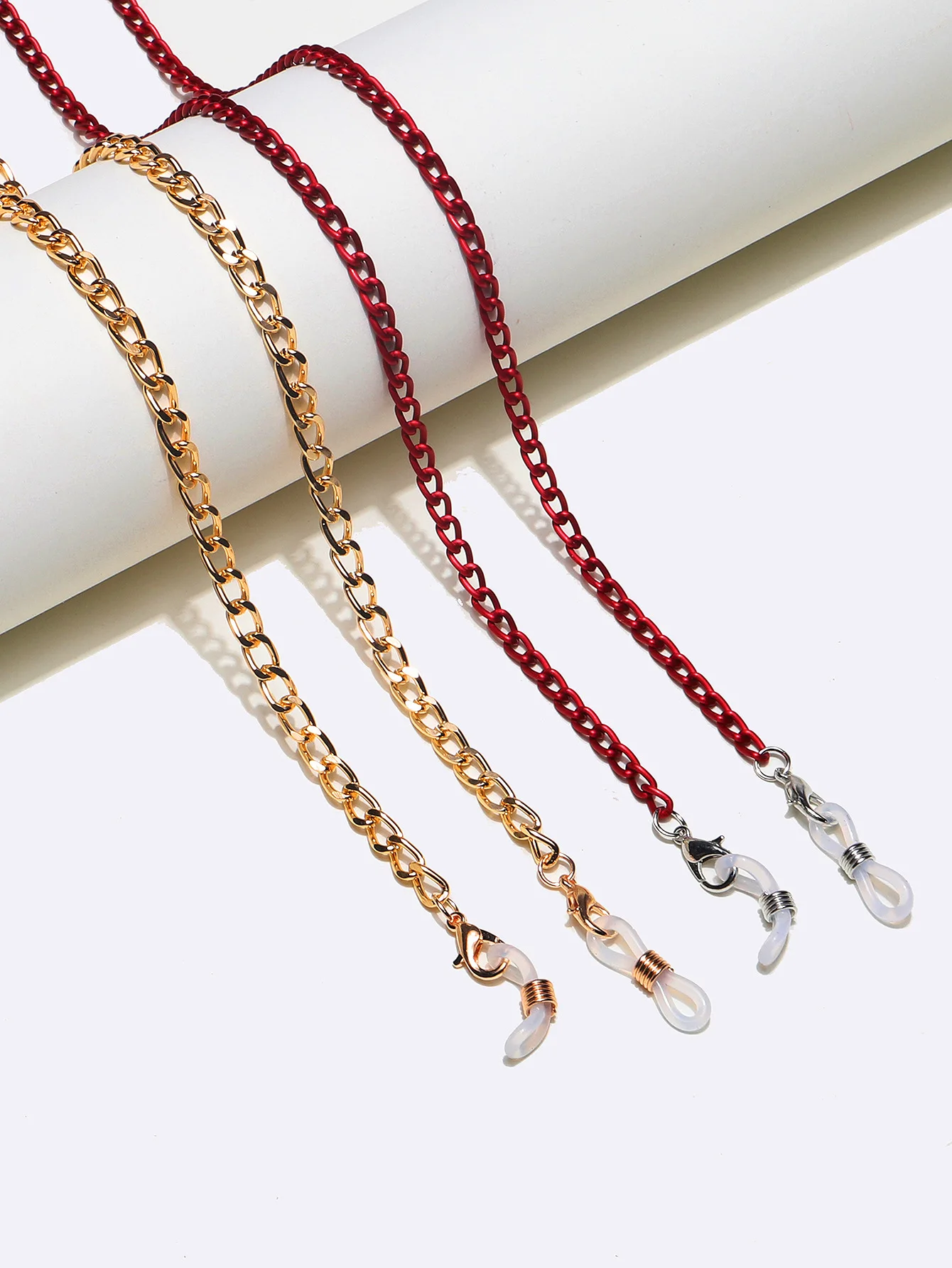 

2022 Simple Red Yellow Metal Glasses Chain Lanyard Fashion Trendy Jewelry