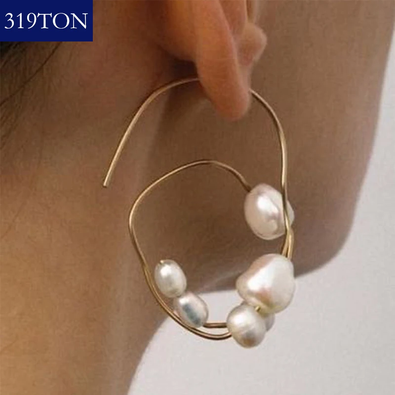 

319TON Hoop earrings designer minimalist pearl earrings hawaiian jewelry women grils accessories 2021 fashion Europe and America