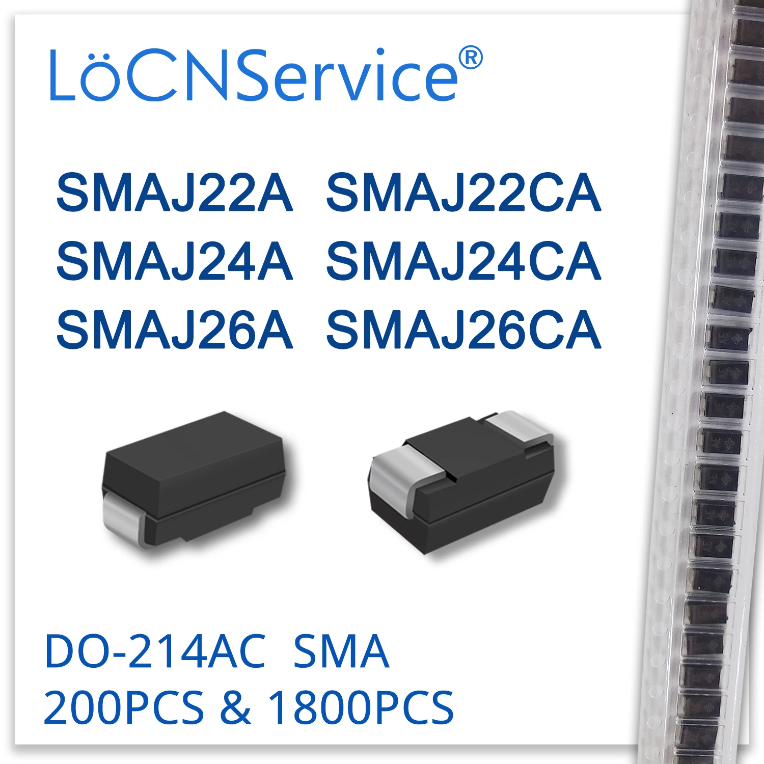 LoCNService 500 шт. 1800 SMAJ SMAJ22 SMAJ22A SMAJ22CA SMAJ24 SMAJ24A SMAJ24CA SMAJ26 SMAJ26A SMAJ26CA диод DO214AC телевизоры |