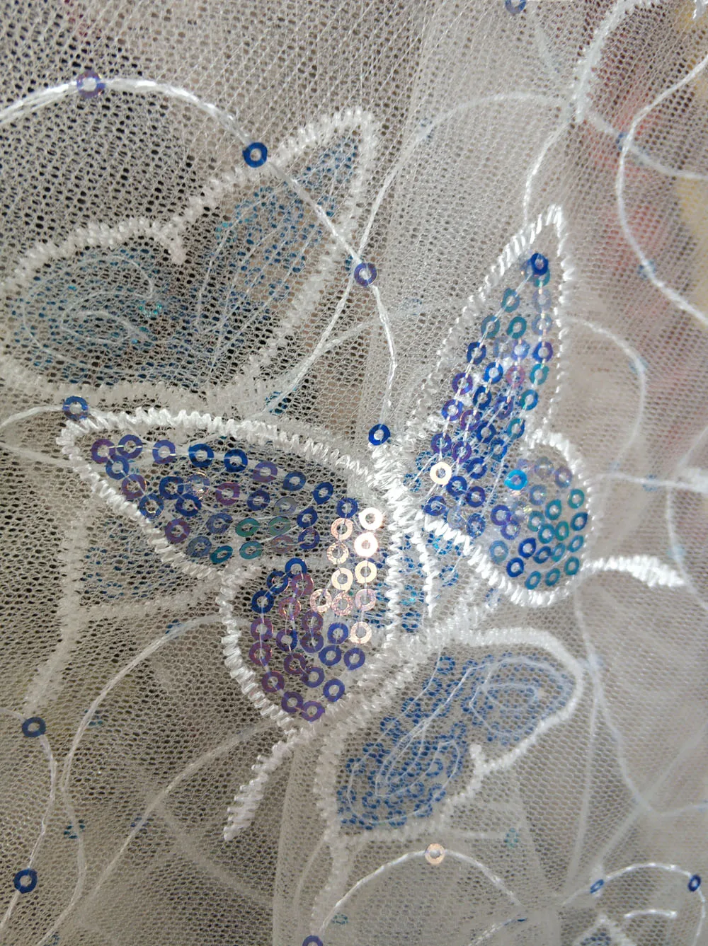 

Mesh Lace Fabric By The 5 Yards Sequins Butterfly Tulle Embroidery Craft Sewing for Design DIY Evening Party Wedding Dress