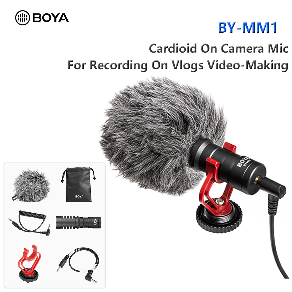 

BOYA BY-MM1 Condenser Recording Microphone Mini Video Recording Cardioid Mic for DSLR Camera Smartphones Youtube Vlogging PC