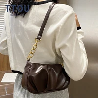 folds design small underarm bags vintage soft leather shoulder bags for women 2021 trend brand luxury female handbags and purses
