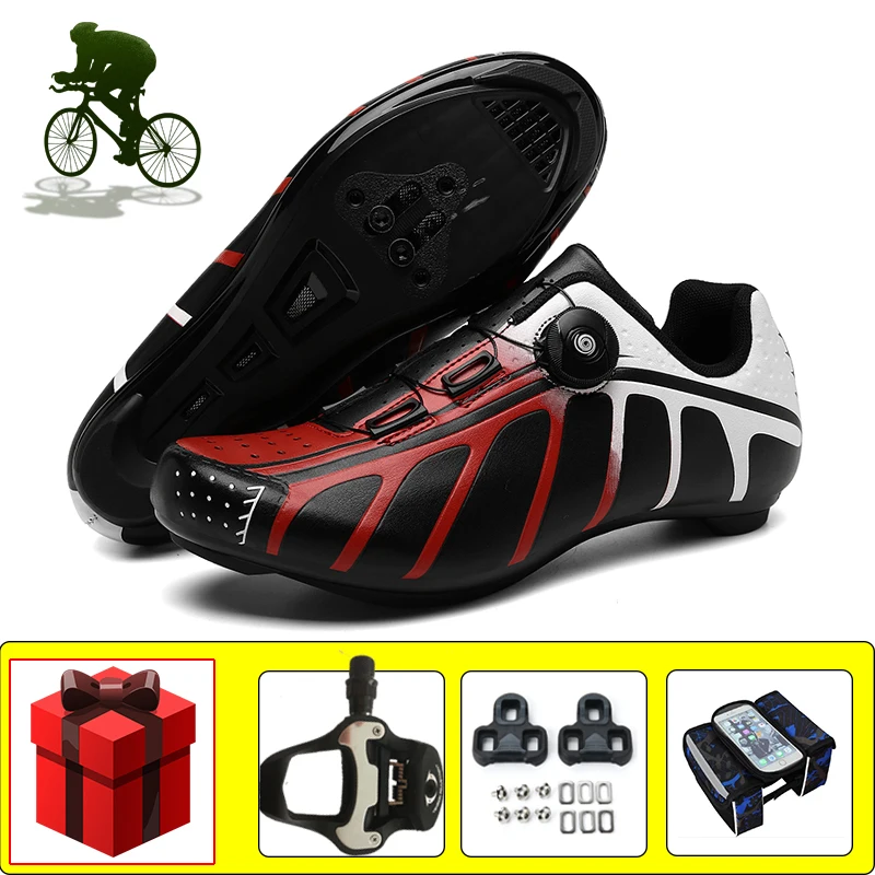 Unisex Cycling Shoes Road Sapatilha Ciclismo Self-locking Breathable Bicycle Riding Sneakers Add Pedals Wear-resistant Footwear