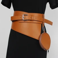 hatcyggo new women waist belt irregular wide cummerbund luxury designer adjustable waistband female fashion leather belt bag