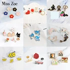 Джинсовый значок на лацкан, 3  6 шт.компл., с изображением кота, розы, птицы, кои, сакуры, крутой автомобиль, брошки пуговицы заколки, модные Мультяшные украшения, подарок для девочки