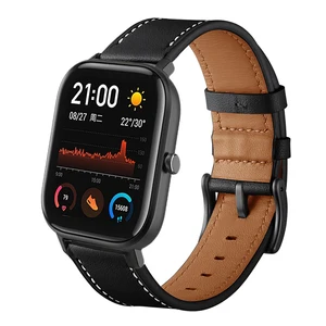 Ремешок кожаный для Amazfit GTS, браслет из натуральной кожи для Huami Amazfit Bip GTR 47 мм GTS Pace Stratos, браслет 2022 мм