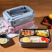 portable stainless steel 304 lunch box with spoon fashion lunch bento box dinnerware set microwave adult student food container
