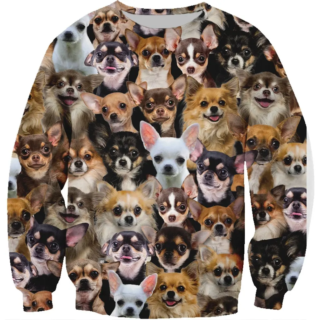 

You Will Have A Bunch Of Chihuahuas Pets Sweatshirt 3D Print Unisex Spring/Autumn Fashion Dogs Long-sleeved Round Neck