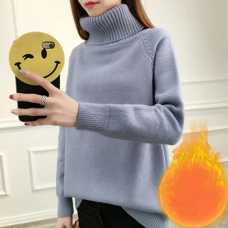 2019 зимние женские корейские свободные бархатные плотные вязаные пуловеры свитер