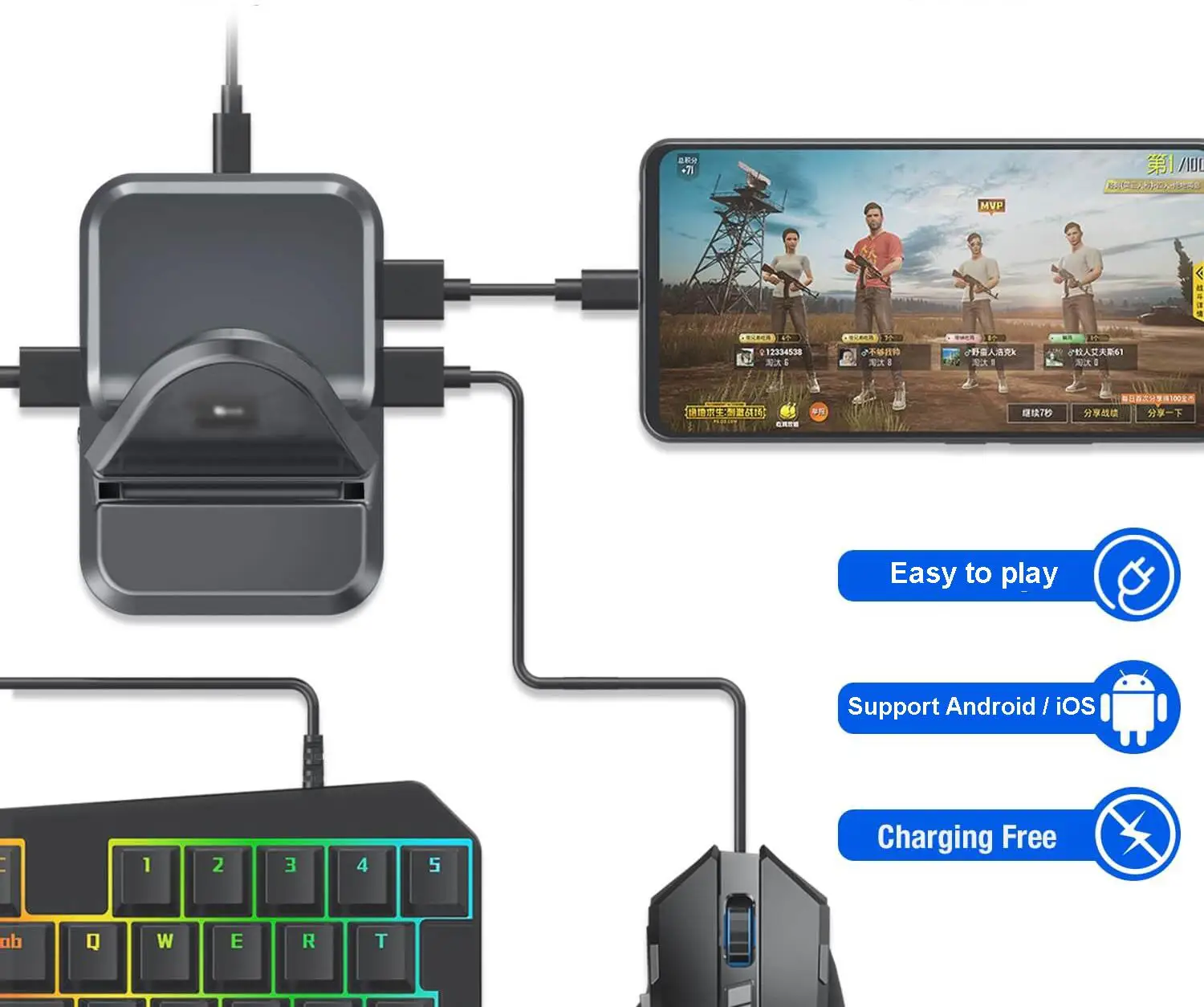 мобильный геймпад pubg контроллер игровая клавиатура мышь конвертер для android ios фото 64