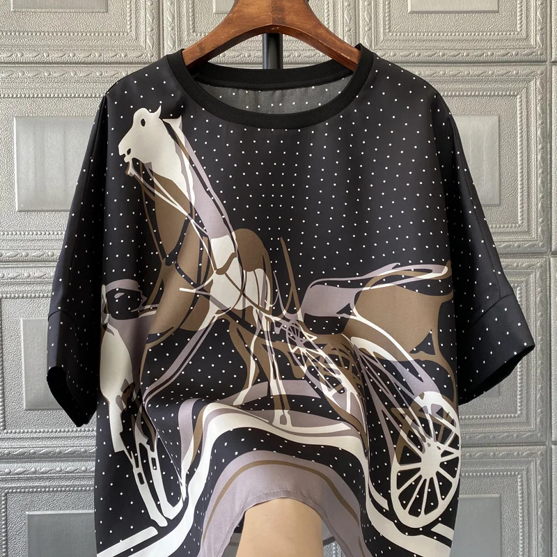 

New 100% silk Blouses & Shirts female fashion bat sleeve round collar small unlined upper garment of mulberry silk satin shirt