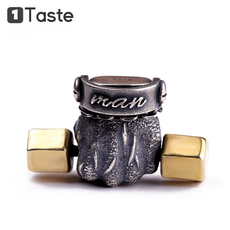 

ONE TASTE 925 Sterling Thai Silver Fist With Fitness Dumbbell Men's Pendant Fine Jewelry Trendy Necklace Pendants Without Chain