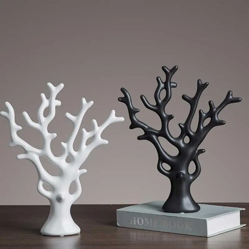 1 шт. настольная лампа в форме дерева украшение для дома (белый и черный)|Статуэтки