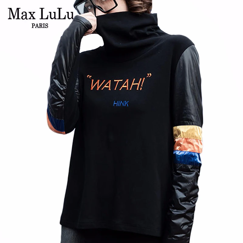 Max LuLu 2019 Дамская зимняя корейская мода уличная одежда женские теплые футболки