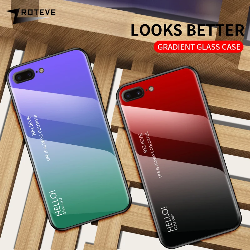 8 7 Case Zroteve Luxury Silicone Frame Glass Coque For Apple iPhone Plus Discolor Tempered Cover |