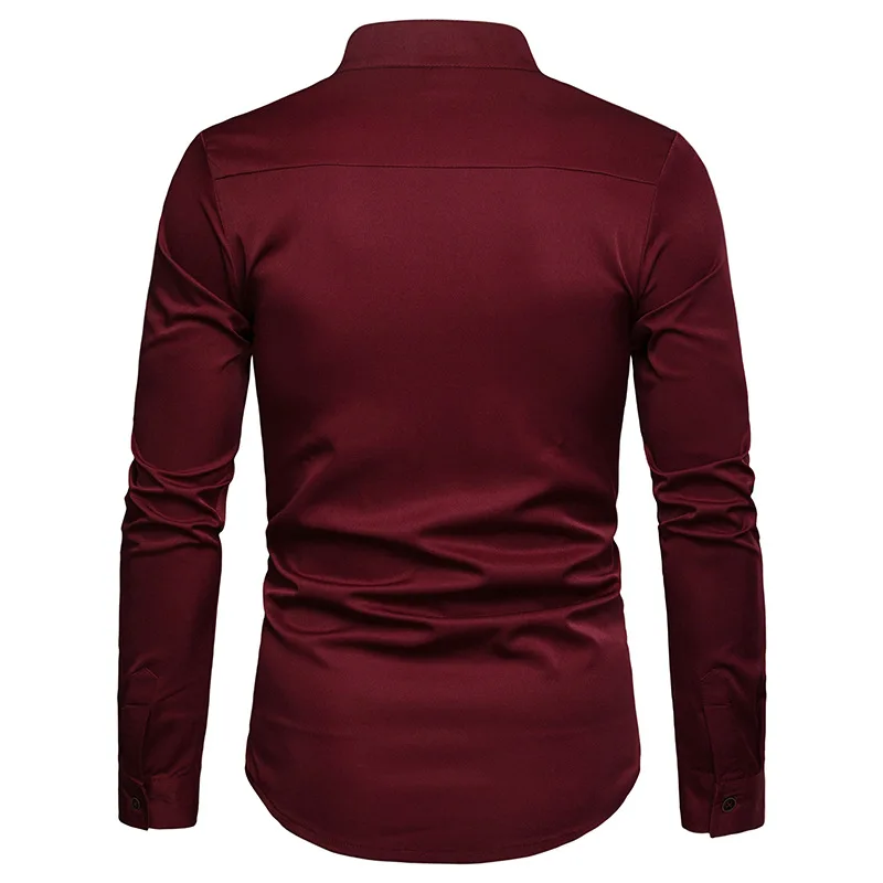 Мужская классическая рубашка с длинным рукавом белая приталенная на пуговицах в