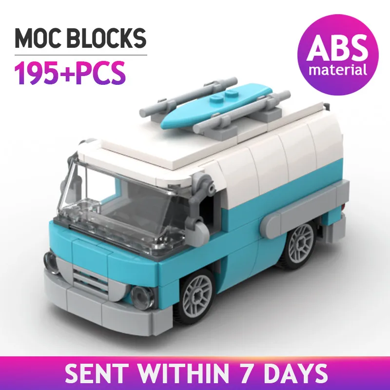 

Vintage Surfer Travel Van Car Model Building Blocks MOC Creative Assembly Vehicle Bus Bricks Education Toys for Childrens Gift