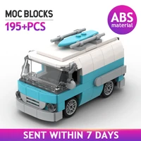 vintage surfer travel van car model building blocks moc creative assembly vehicle bus bricks education toys for childrens gift