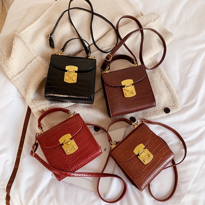 

ATLI New Mini Crocodile Pattern Totes For Women 2021 Crossbody Shoulder Bags Simple Flap Bag Handbags Lady Travel Cross Body Bag