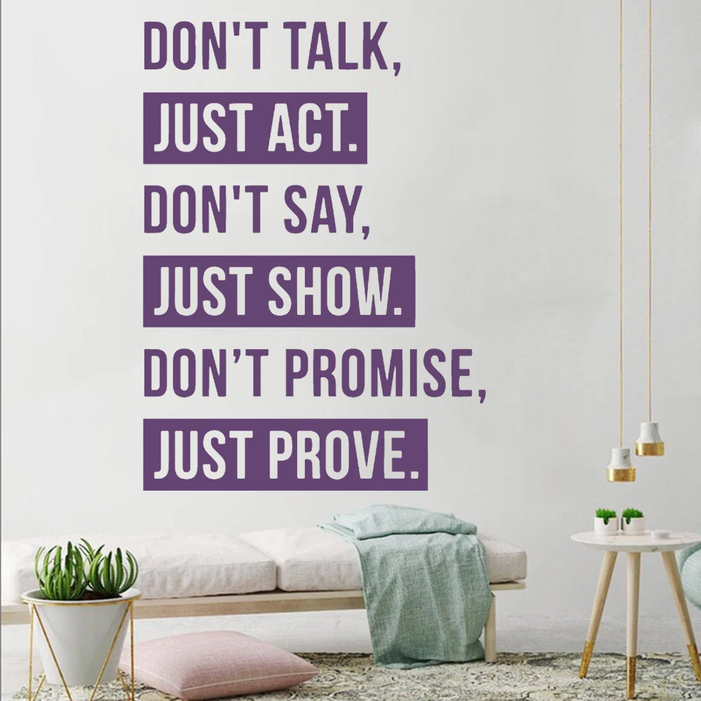 

Don't Talk Just Act Inspirational phrase Wall Sticker For Livingroom Gym Decoration Vinyl Decals Quote Wallpaper Murals HQ1098