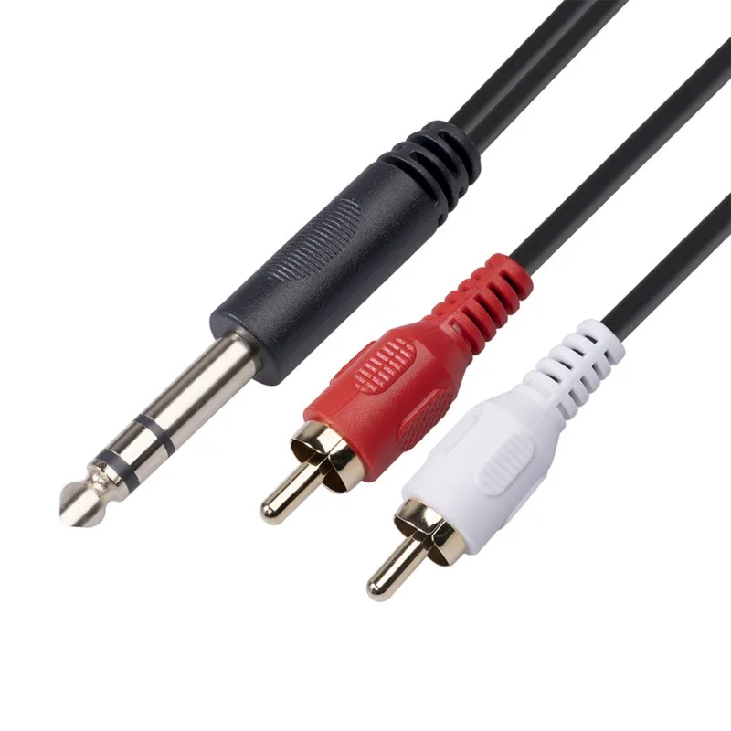 

1.5M Cable 6.35 mm to 2RCA , RCA Cable Gold Plated Audiowave Series 6.35mm Male to 2 RCA Male Stereo Audio Adapter Y Splitter