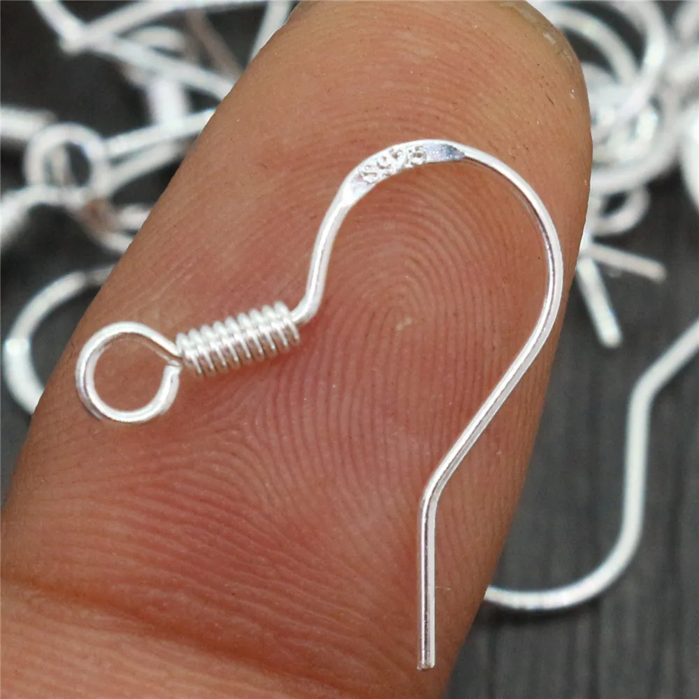 50pcs (25 Pair) 16mm 925 Sterling Silver Plated Findings Earring Hooks Clasp Accessories For Jewelry Making Wholesale Jewelrys | Украшения