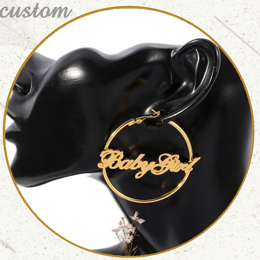 Индивидуальные серьги с именными буквами для женщин 3 цвета большие круглые