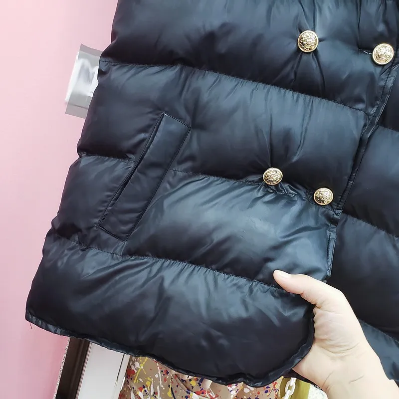 

Women 2021 Winter New Fashion Detachable PU Leather Shawl Vest Sleeveless Jacket Vintage Double Breasted Thick Warm Waistcoat