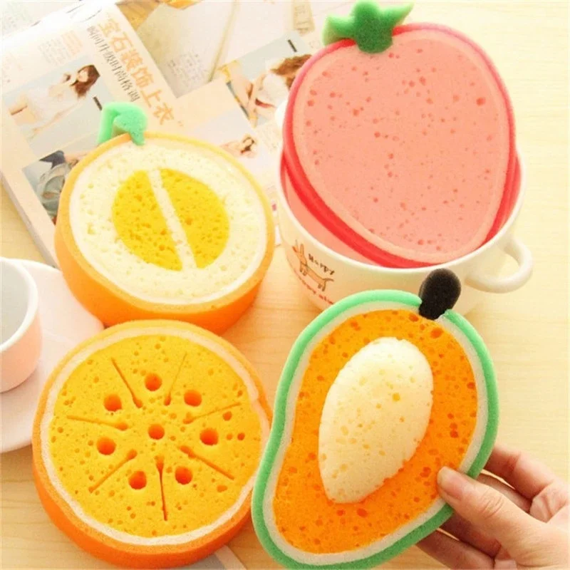 

Washing Dish Towel Fruit Shape Rags Scouring Pad Sponge Cloth Home Cleaning Dishcloths For Kitchen Furniture Wholesale
