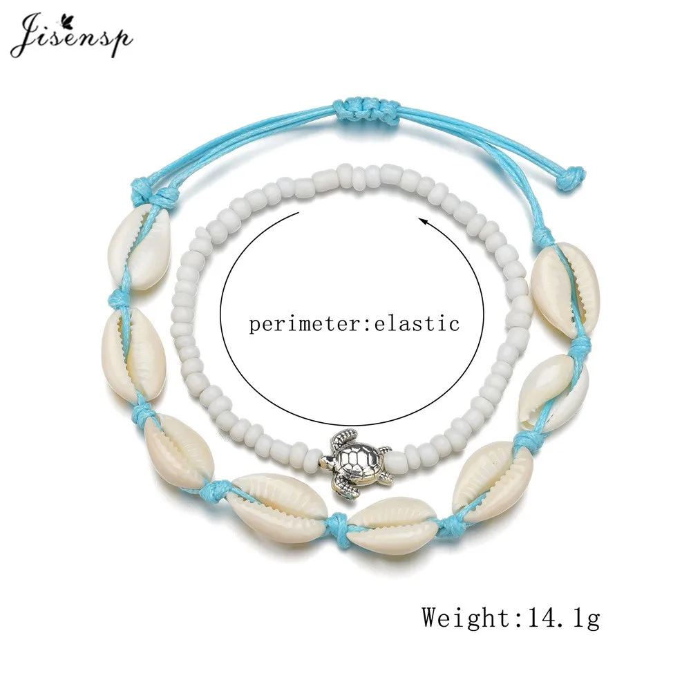 Jisensp Summer Style Beach Shells Charm Anklets Vintage Turtle Beaded Anklet Bohemian Jewelry for Women Girls Christmas Gift |