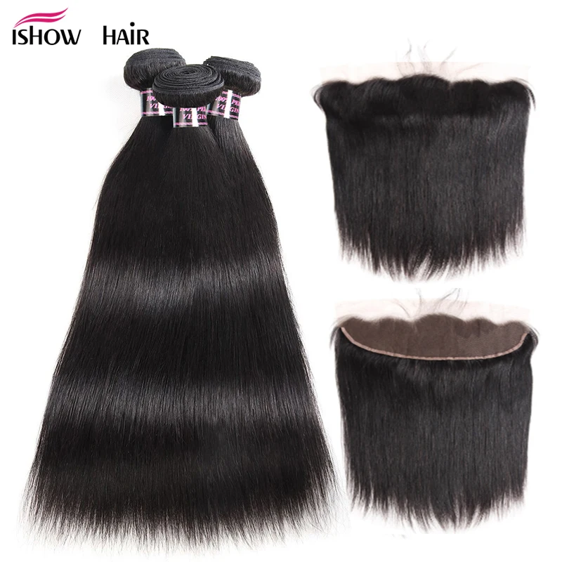 Пряди малайзийских человеческих волос Ishow с застежкой прямые волосы пряди
