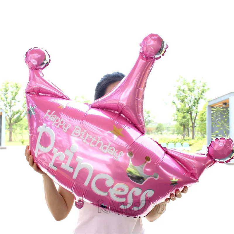 L PK princess crown Новинка Корона из розового золота фольги Воздушные шары Синий/Розовый Корона С Днем Рождения вечерние украшения детский игрушечный детский душ сюрприз globos - Цвет: L PK princess crown