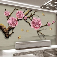 custom mural wallpaper 3d stereo peony flower living room bedroom study chinese style home decor background wall painting murals