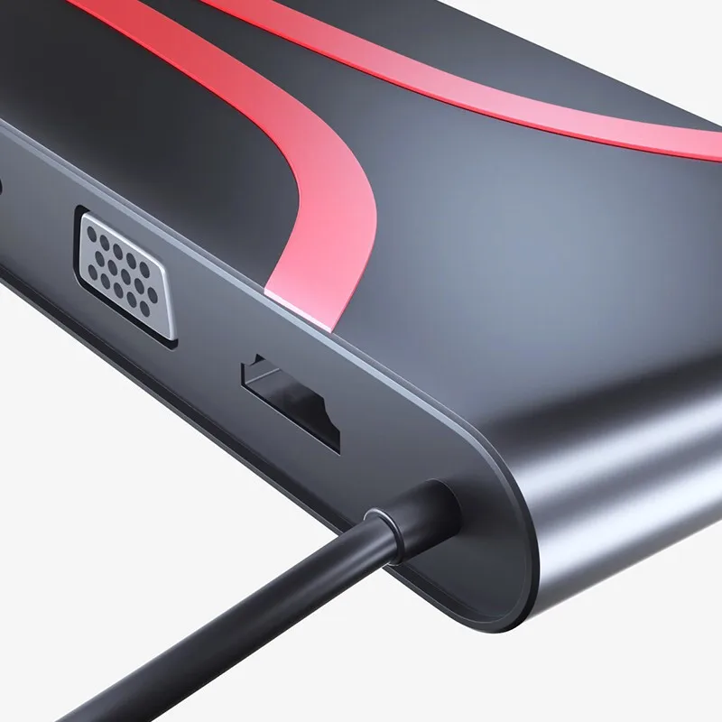 USB-концентратор Lenovo типа C 10-портовый разветвитель для HDMI VGA USB 3 0 RJ45 TF SD | Компьютеры