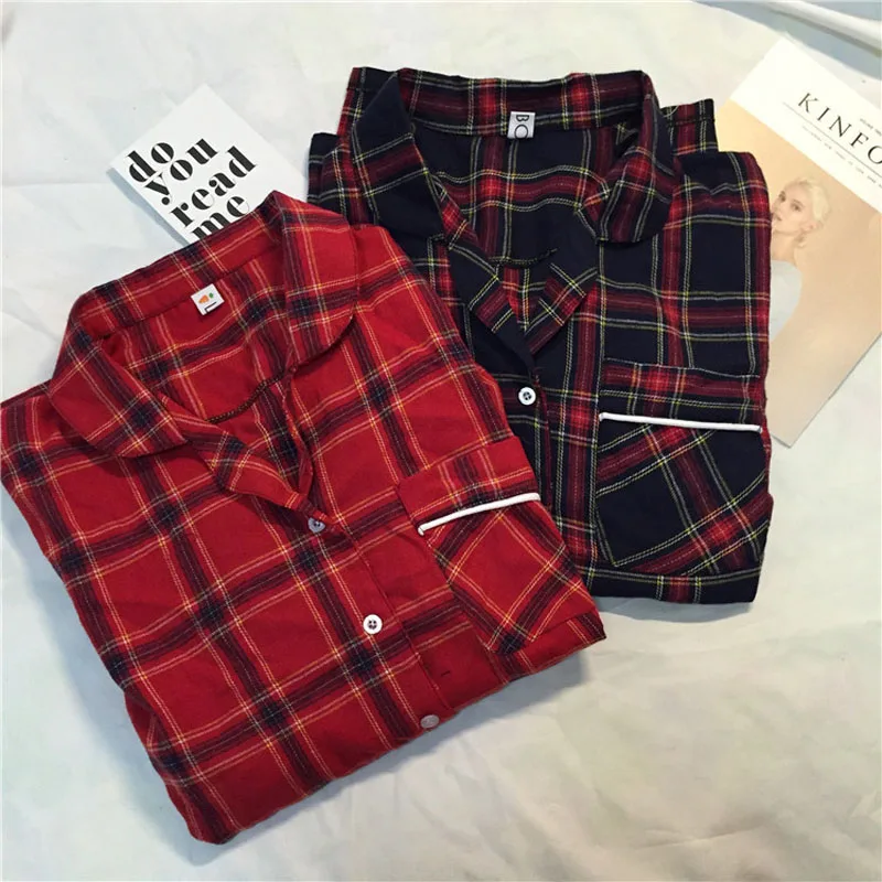 2019 пижамы для мужчин и женщин милые свежие с отворотом пар весенний осенний