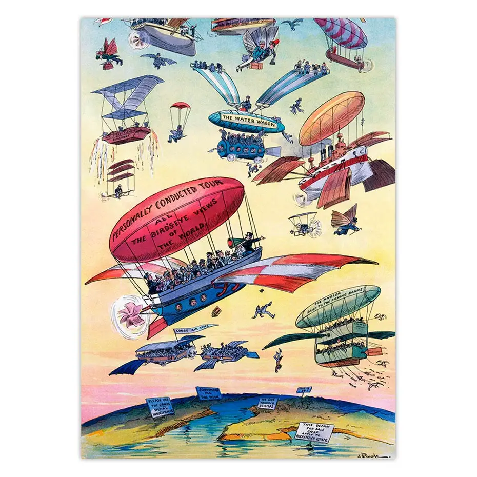 Винтажный постер для путешествий мультяшная иллюстрация Панамский канал