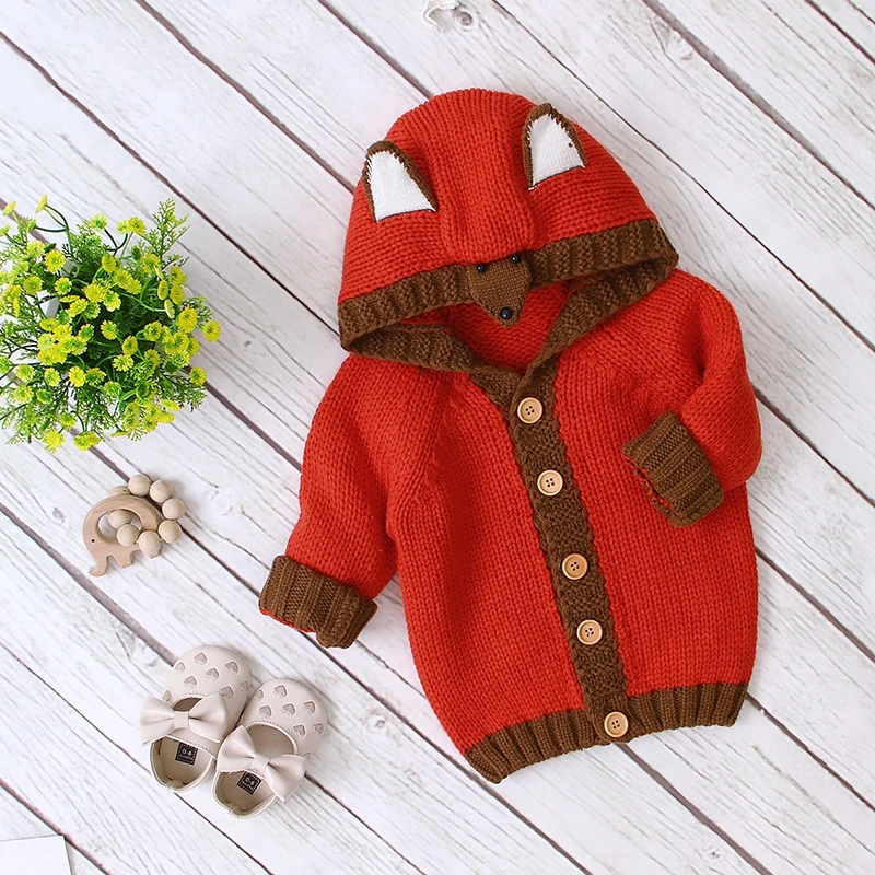 Симпатичные для маленьких девочек и мальчиков с длинным рукавом рисунком лисы