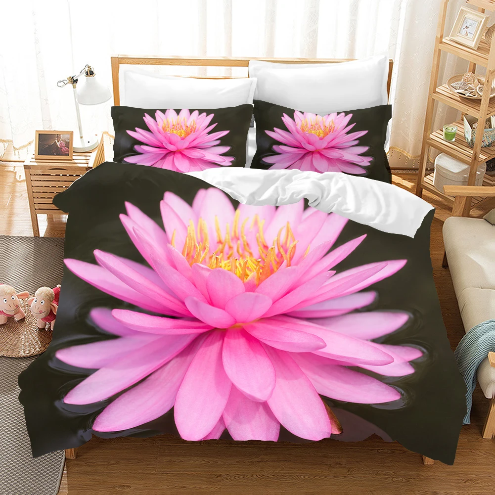 

Комплект постельного белья Lotus, роскошное постельное белье с наволочкой, с цветочным рисунком, пододеяльник, комплект из 2/3 предметов