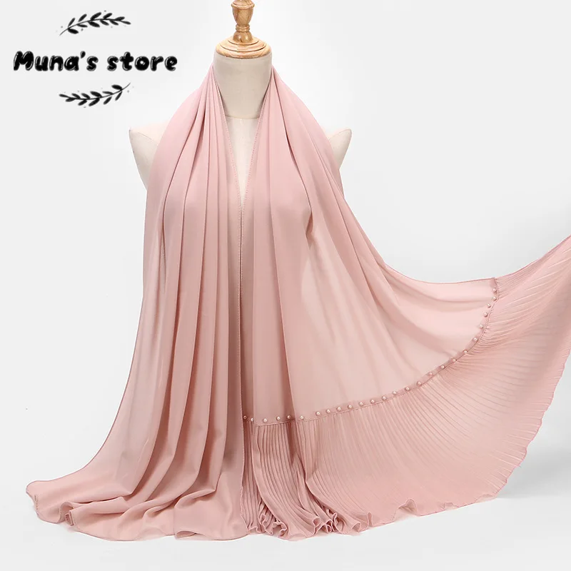 Мусульманский шарф Для женщин обычный пузырь шифон хиджаб головные обручи