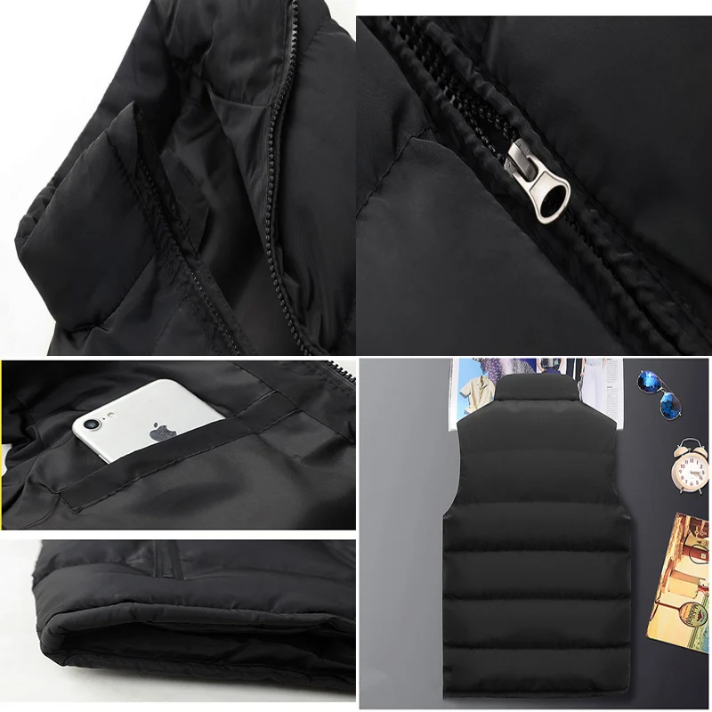 Fashionable Men's Cotton Vest Men's Sleeveless Zipper Cotton Jacket Men's Fleece Vest Spring And Autumn Warm Jacket