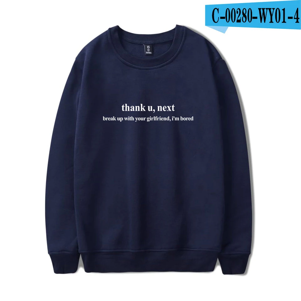 navy Ariana Grande Thank U Next Толстовка с принтом, пуловер в стиле хип-хоп, Мужская/женская одежда большого размера - Цвет: navy