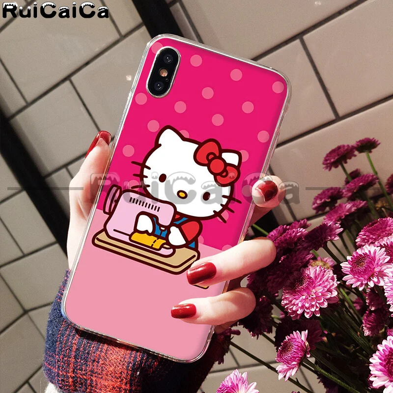 A7 RuiCaiCa прекрасный розовый чехол hello kitty Coque Shell для телефона iPhone 5 5Sx 6 7 7plus 8 8Plus X XS MAX XR - Цвет: A7
