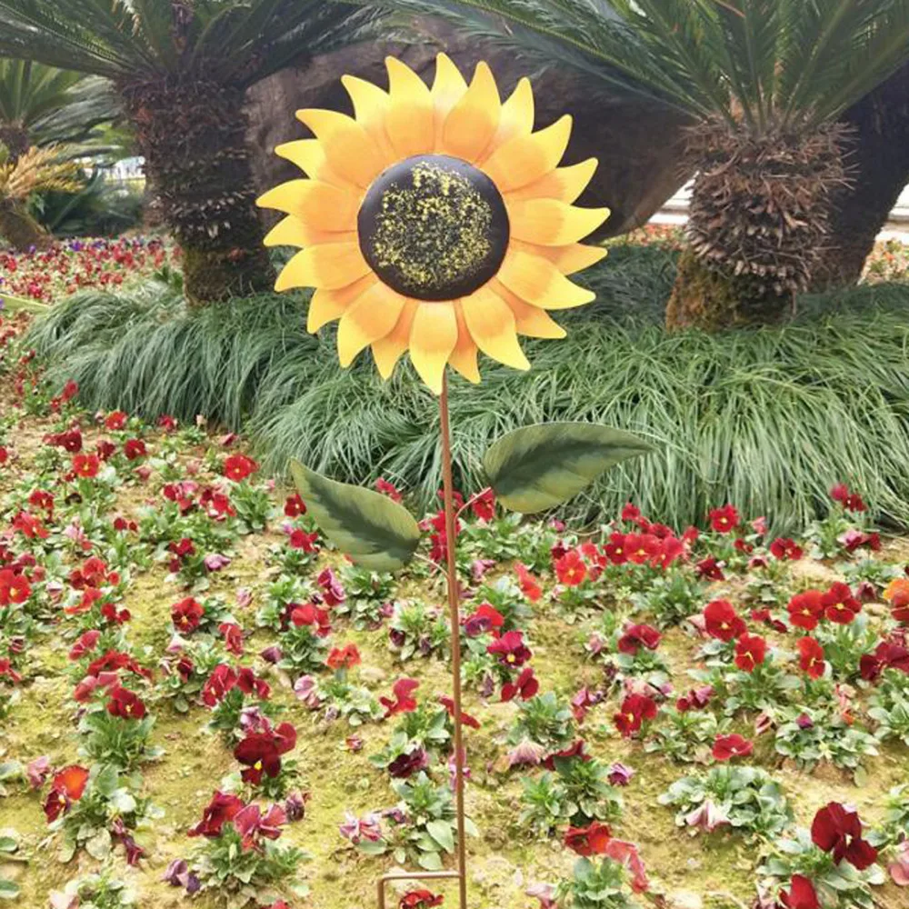 

Metal Decor Outdoor Wrought Iron Sun Flower Sunflower Plug-in Garden Villa Courtyard Decoration Stake Decorative