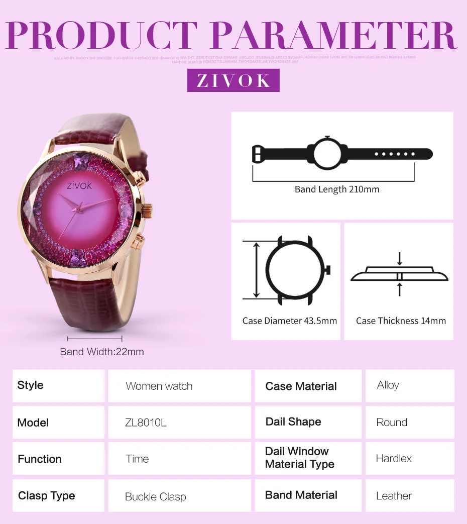 ZIVOK спортивные наручные часы для женщин reloj mujer лучший бренд роскошные женские часы-браслет женские часы с большим циферблатом кожаным